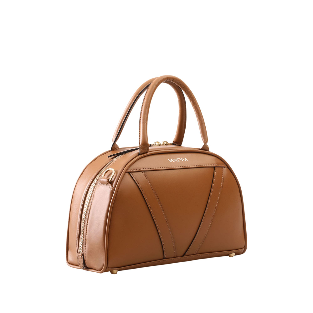 Handle bag as crossbody bag made of nappa leather Caramel